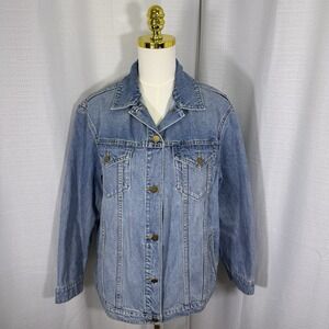 NWOT HATCH Classic Maternity Denim Jean Jacket Small Blue Trucker $218